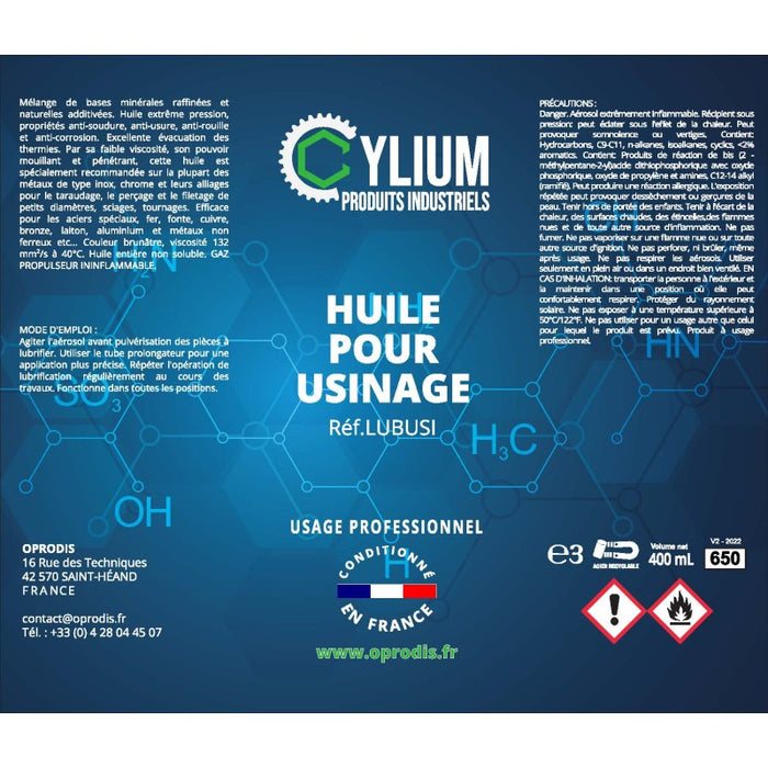 Huile pour usinage - Aérosol 400/650ML