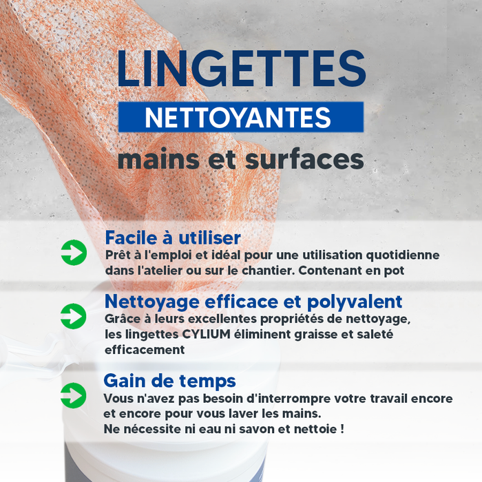 Lingettes nettoyantes mains et surfaces - Pot de 80 lingettes